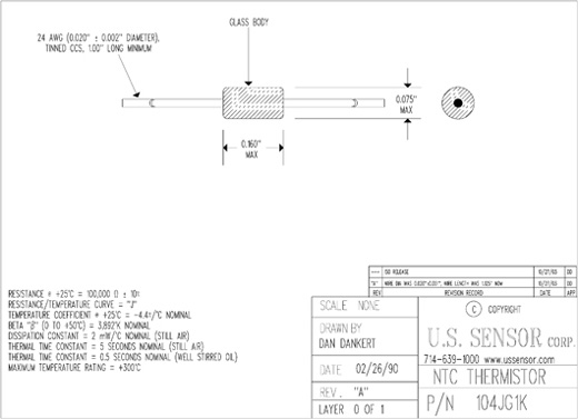 104JG1K - Glass Encapsulated Thermistor